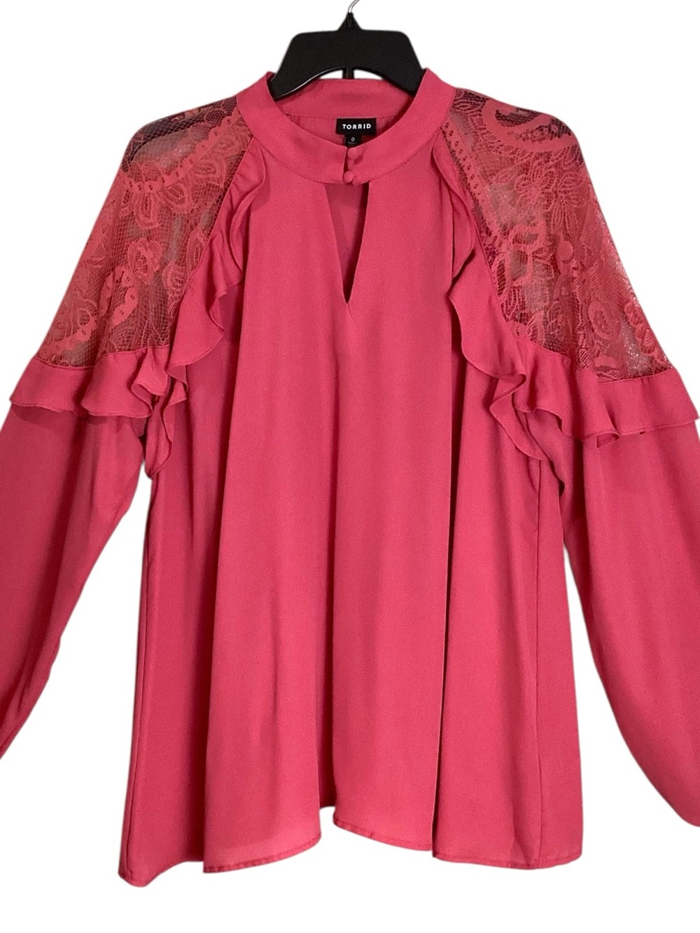 Torrid Georgette Crochet Inset Blouse Holly Berry Pink Size 0 Large